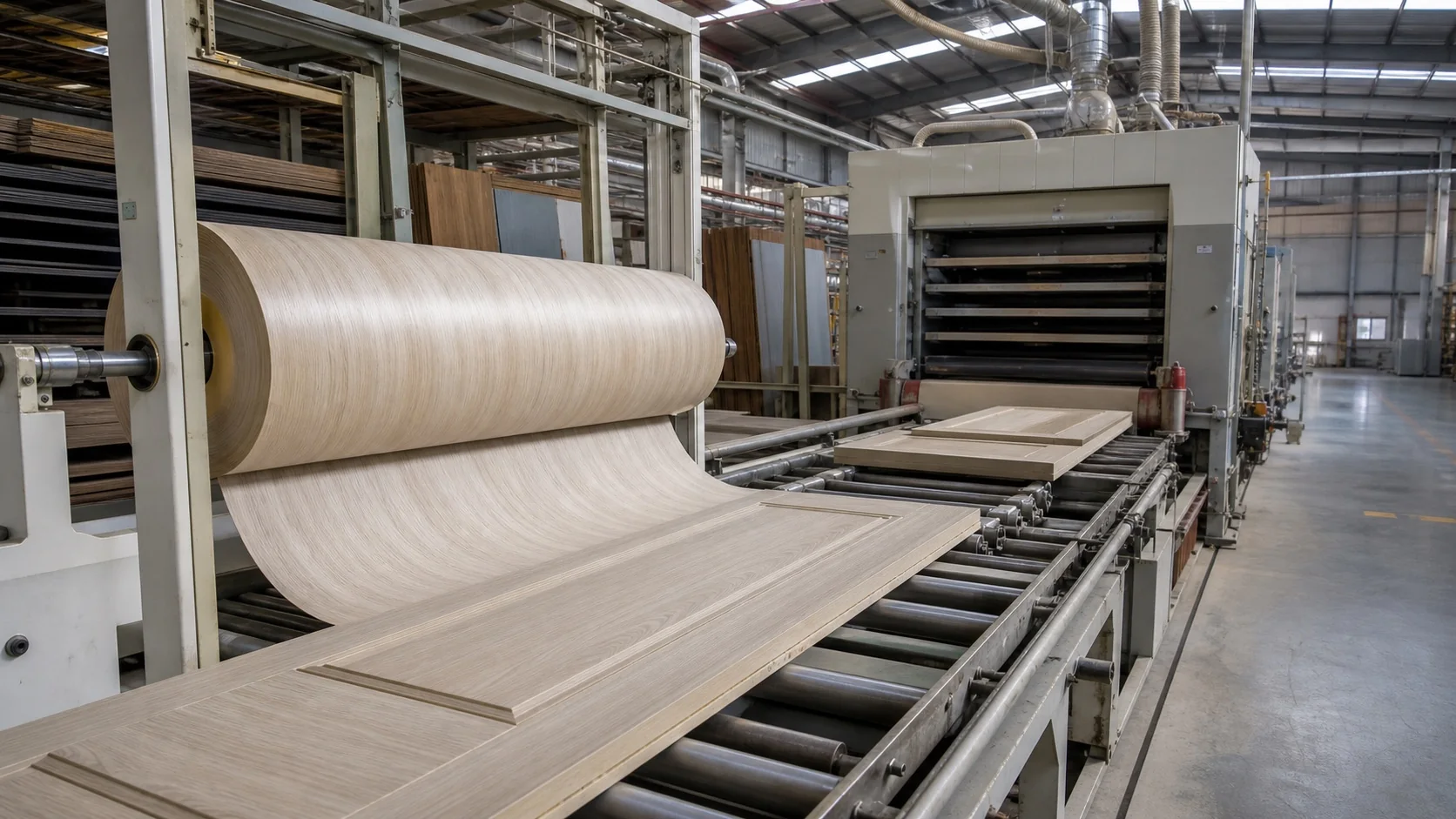 Door face lamination and pressing process